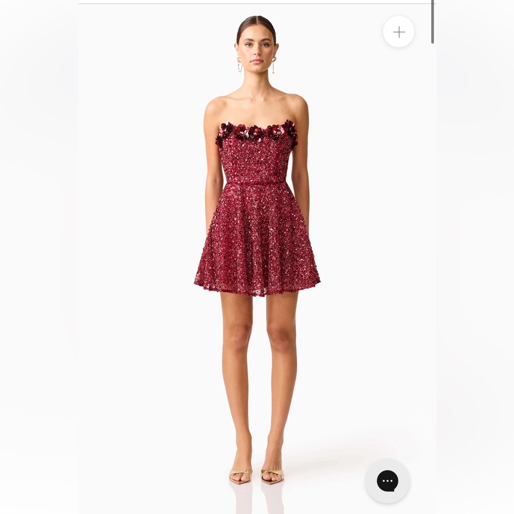 elliatt carmen A-line all over sequin mesh 3d flower beaded mini dress small NEW